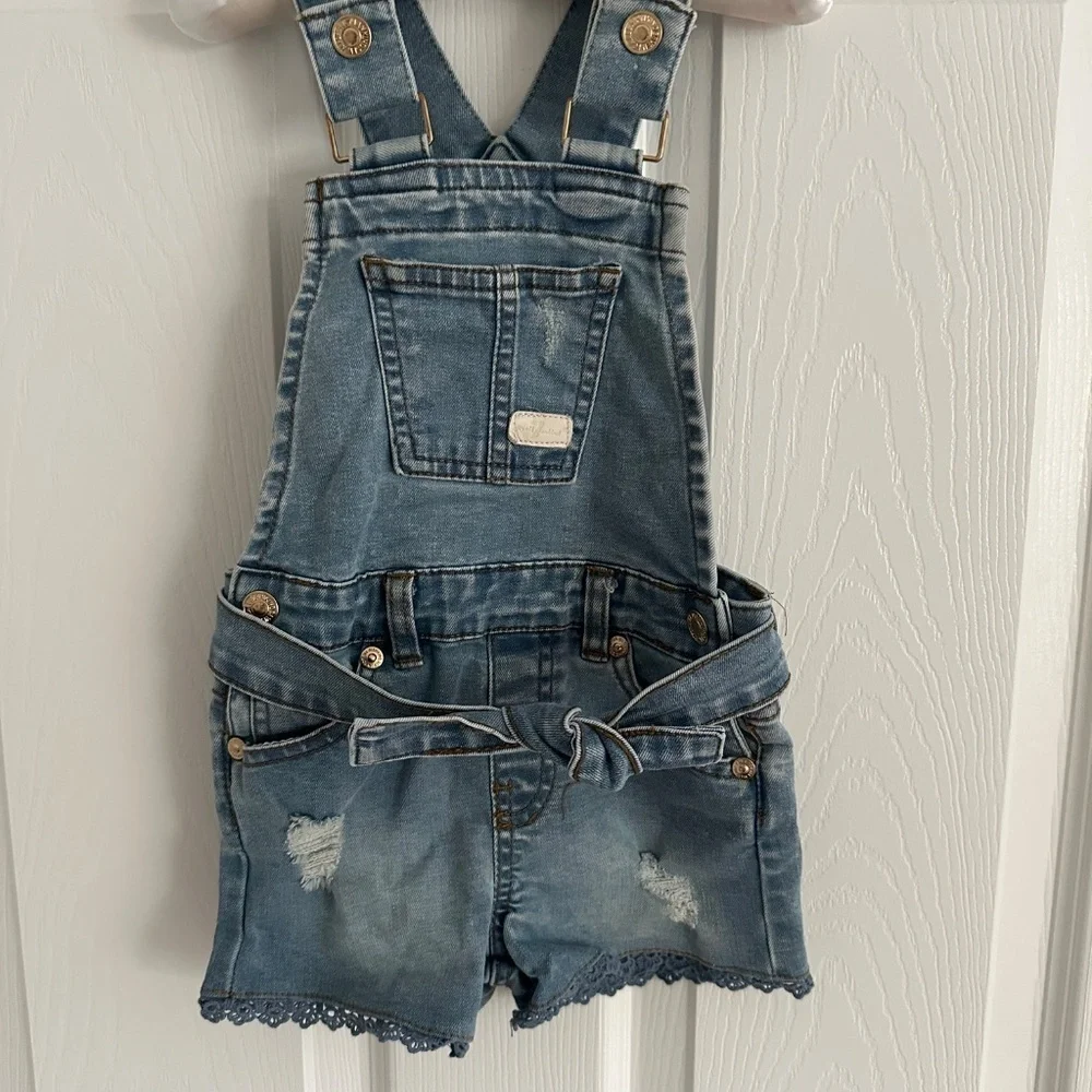 7 for all Mankind Toddler Girls Overall Shorts with Lace detail size 18 M